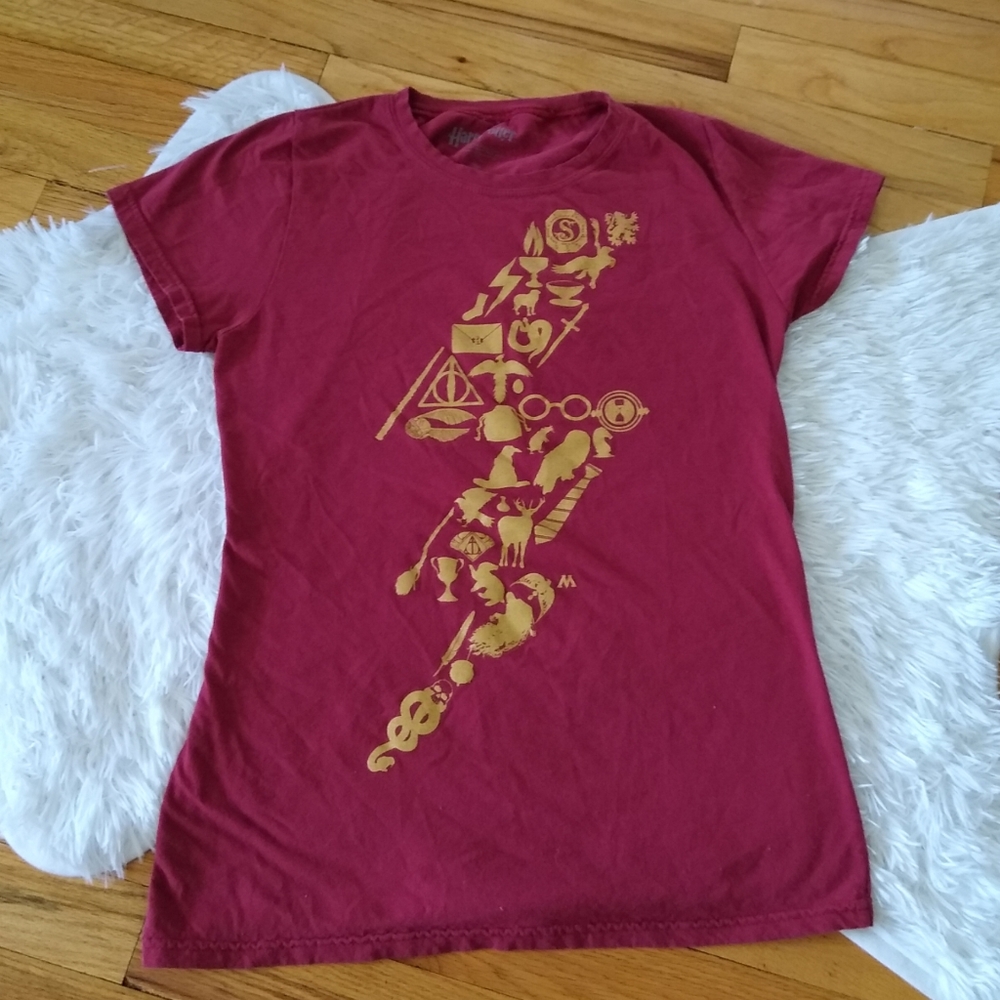 Burgundy Harry Potter Lightning Bolt Shirt Size XL